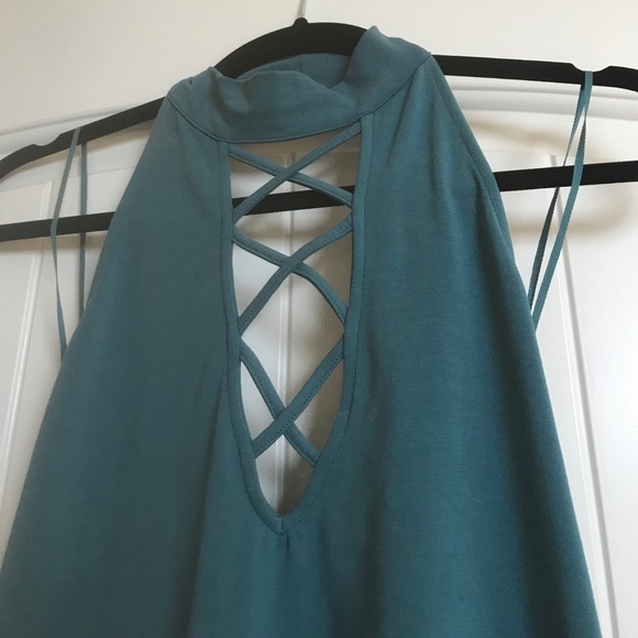 Teal Express Fit and Flare Dress - Picture 2 of 3